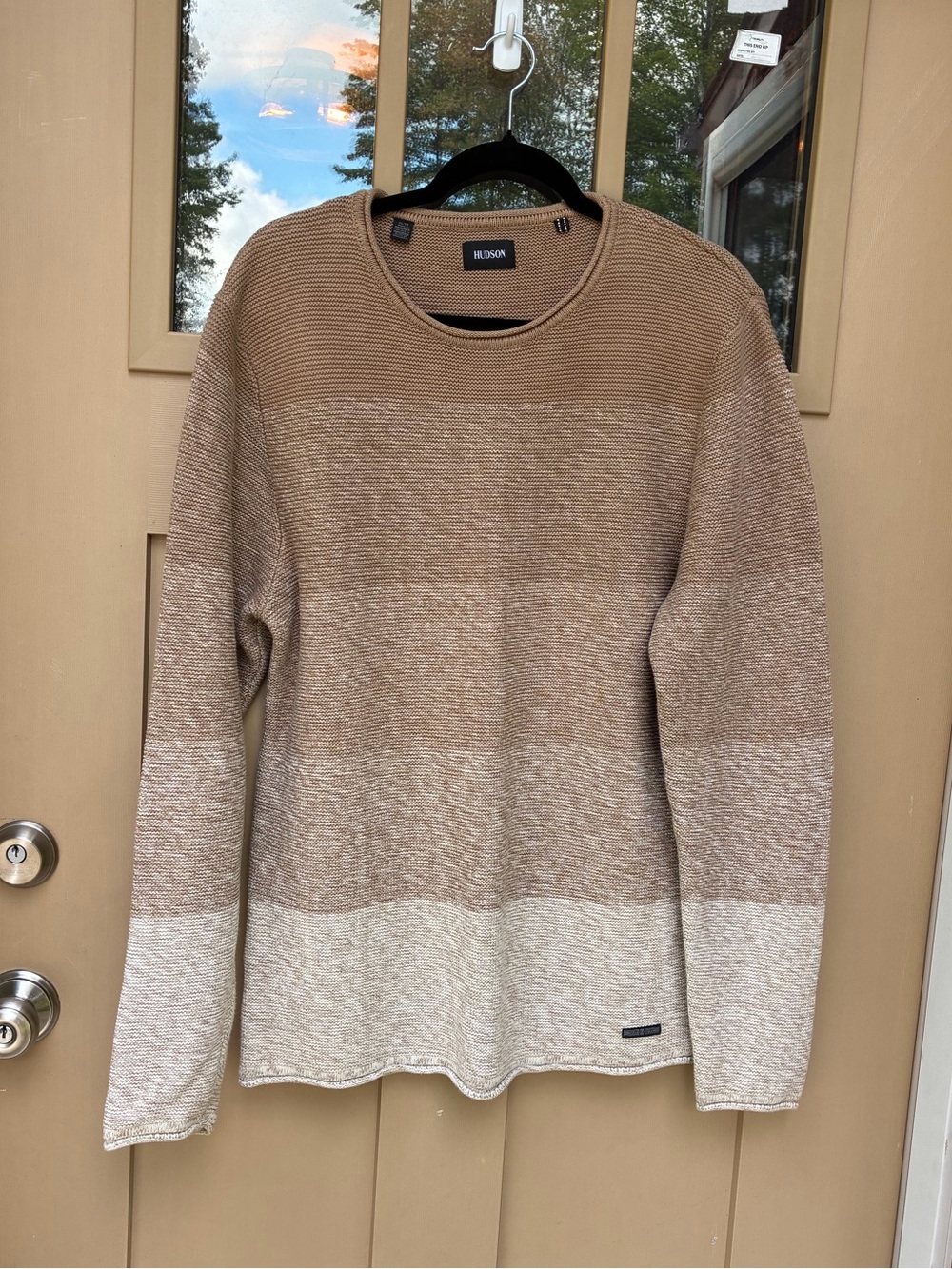 Hudson Sweater Beige to Cream Gradient Crewneck Women's XL